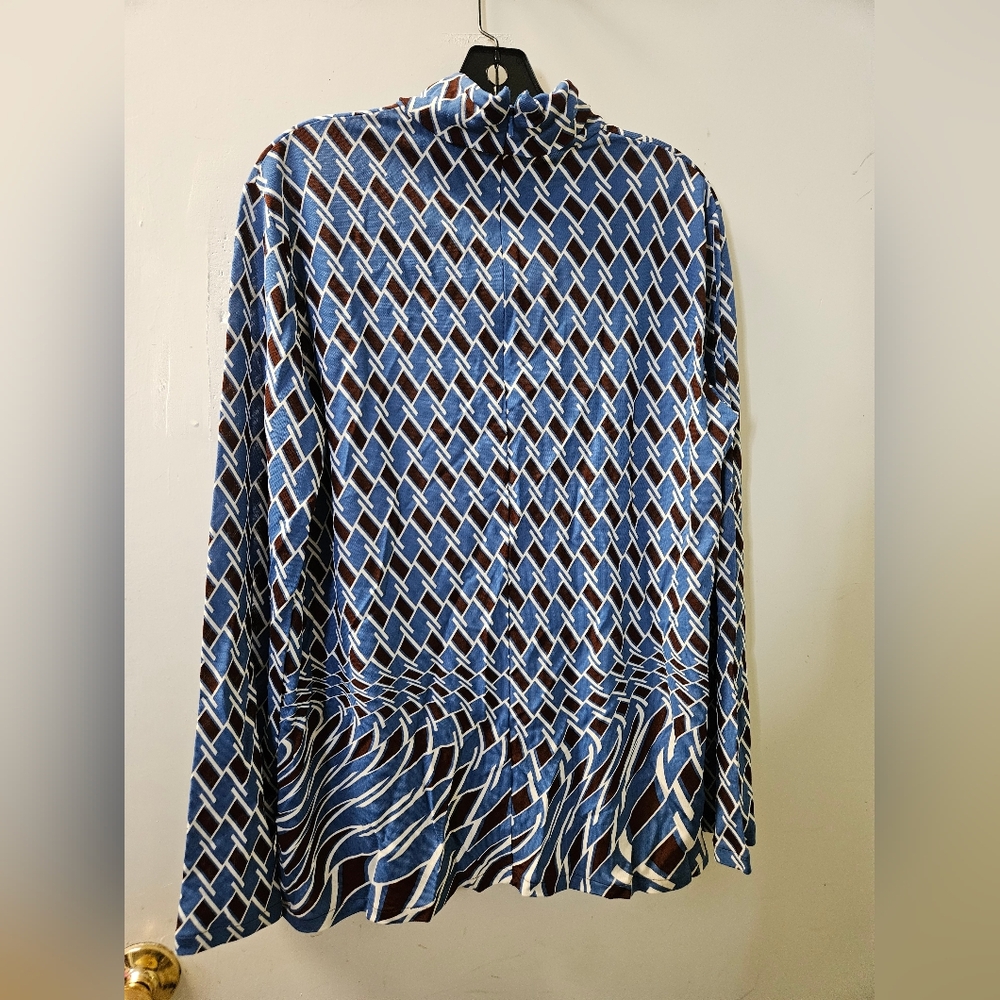 Blue Patterned Long Sleeve Top - Picture 3 of 8